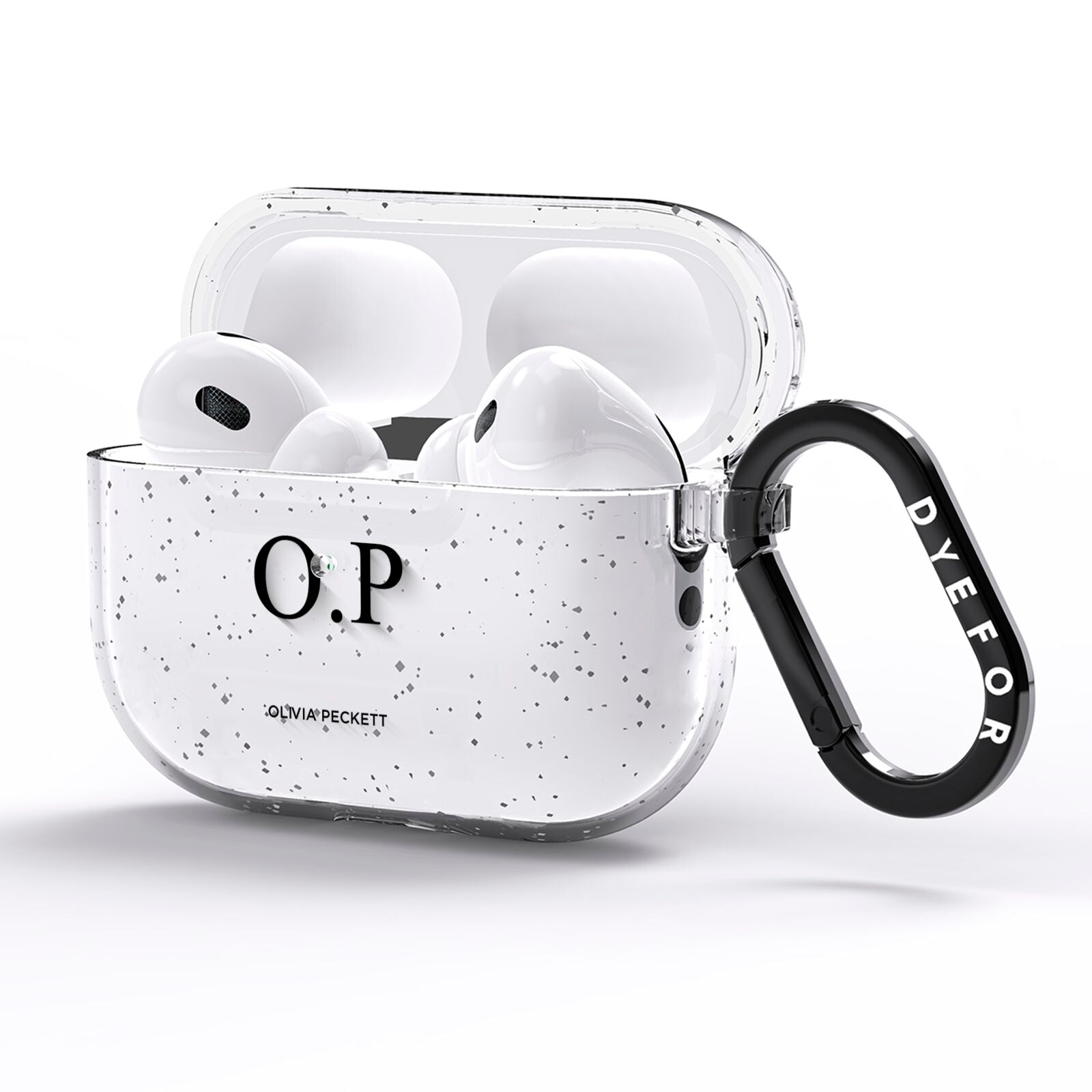 Custom Initials and Name AirPods Pro Glitter Case Side Image