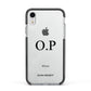 Custom Initials and Name Apple iPhone XR Impact Case Black Edge on Silver Phone
