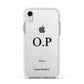 Custom Initials and Name Apple iPhone XR Impact Case White Edge on Silver Phone