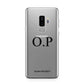 Custom Initials and Name Samsung Galaxy S9 Plus Case on Silver phone