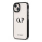 Custom Initials and Name iPhone 13 Black Impact Case Side Angle on Silver phone