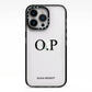 Custom Initials and Name iPhone 13 Pro Black Impact Case on Silver phone