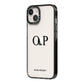 Custom Initials and Name iPhone 14 Black Impact Case Side Angle on Silver phone