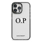 Custom Initials and Name iPhone 14 Pro Max Black Impact Case on Silver phone