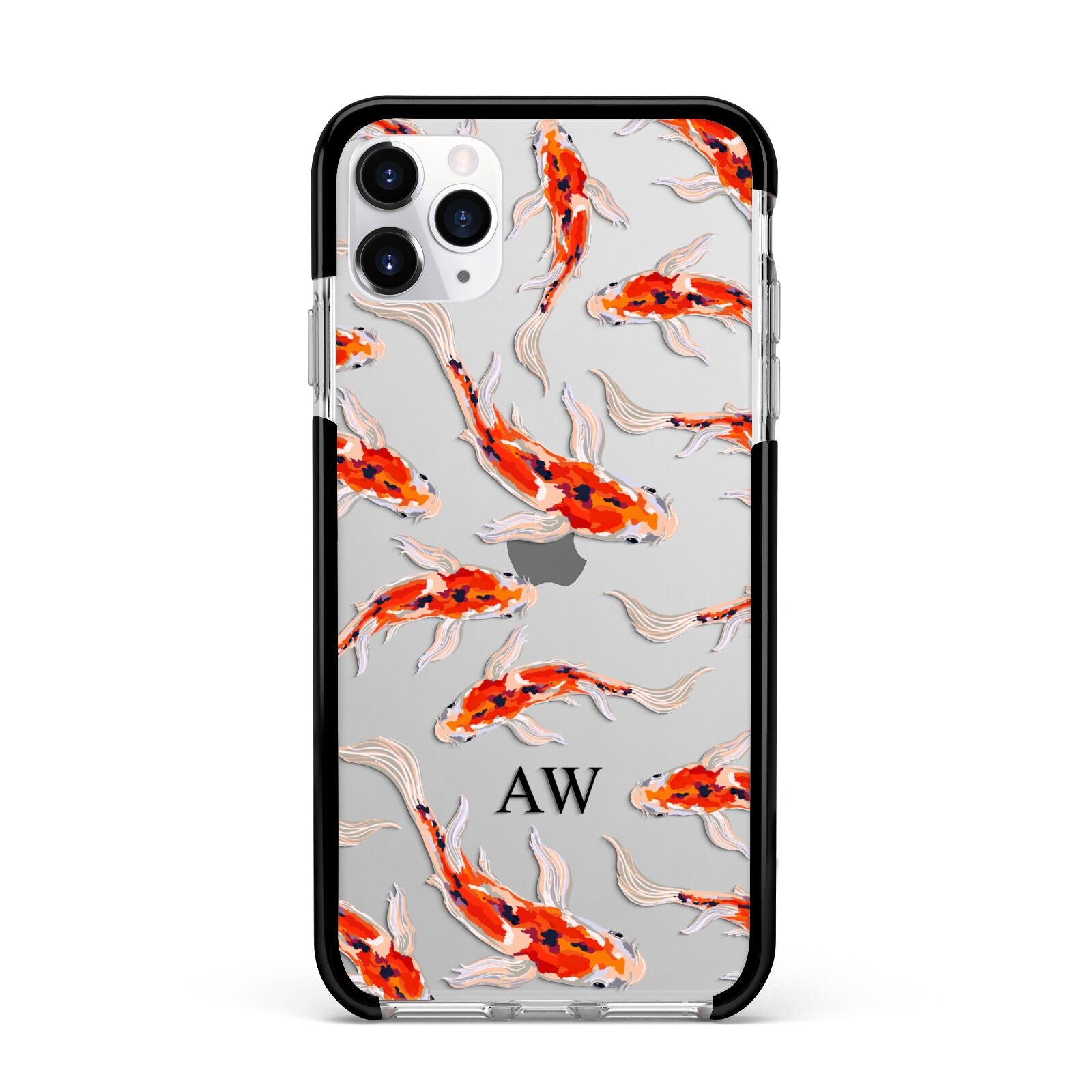Custom Koi Fish Apple iPhone 11 Pro Max in Silver with Black Impact Case