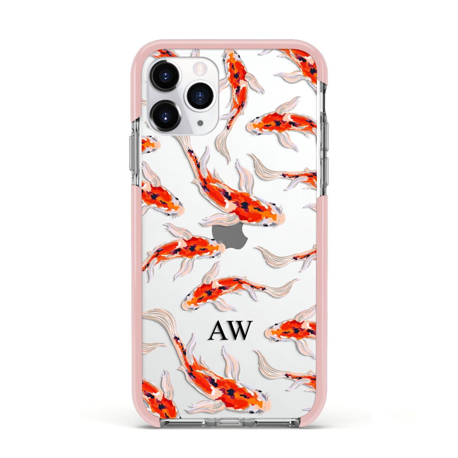 Custom Koi Fish Apple iPhone 11 Pro in Silver with Pink Impact Case