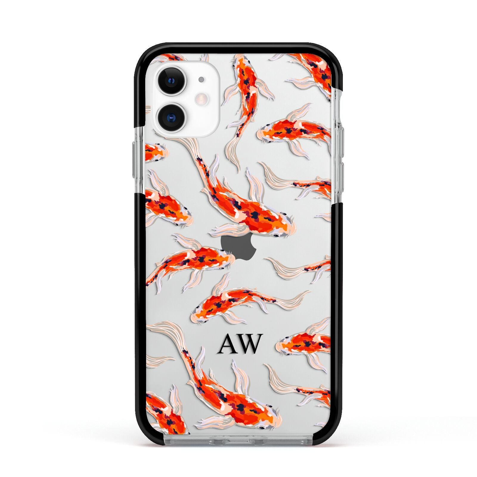 Custom Koi Fish Apple iPhone 11 in White with Black Impact Case
