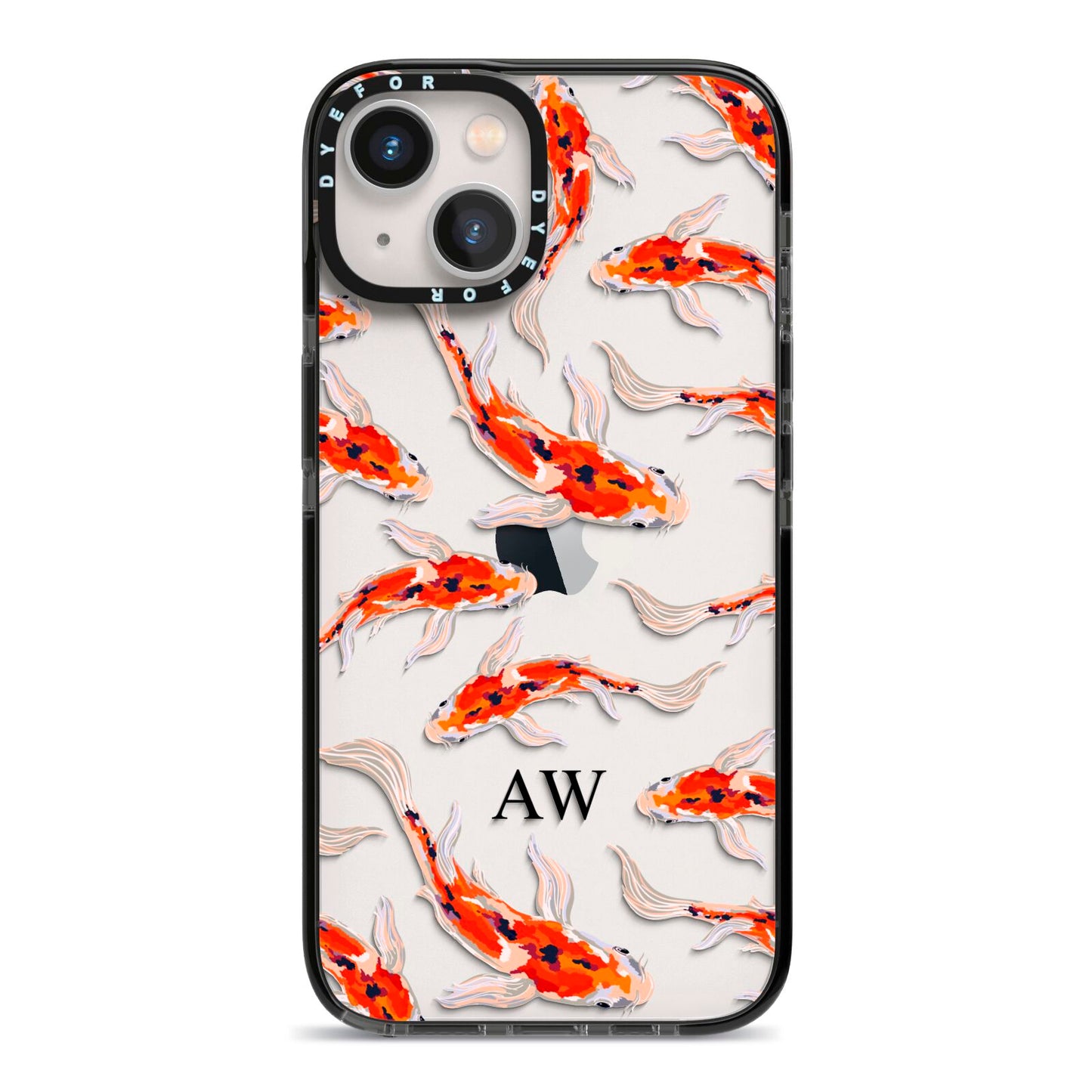 Custom Koi Fish iPhone 13 Black Impact Case on Silver phone