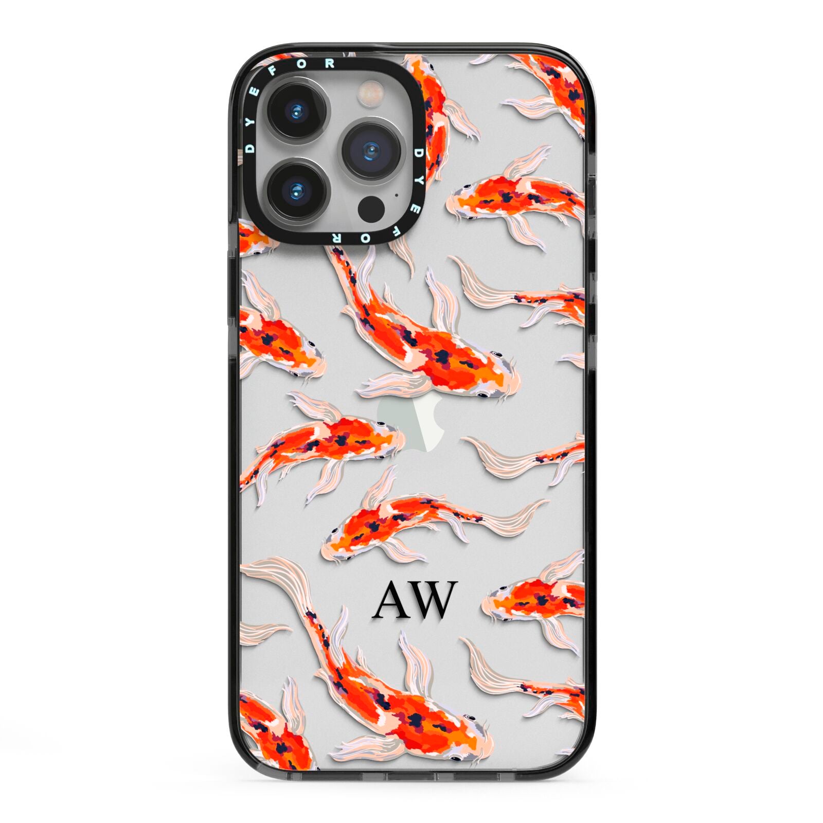 Custom Koi Fish iPhone 13 Pro Max Black Impact Case on Silver phone