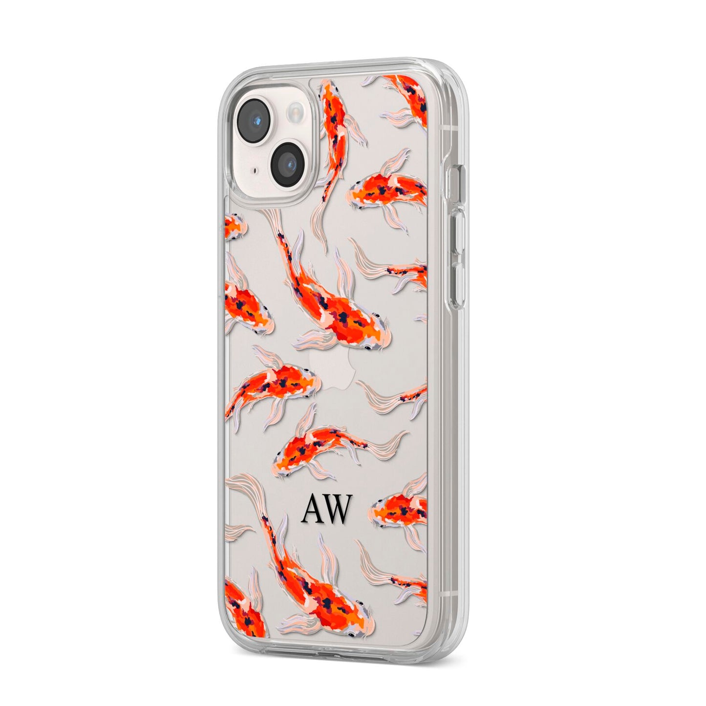 Custom Koi Fish iPhone 14 Plus Clear Tough Case Starlight Angled Image