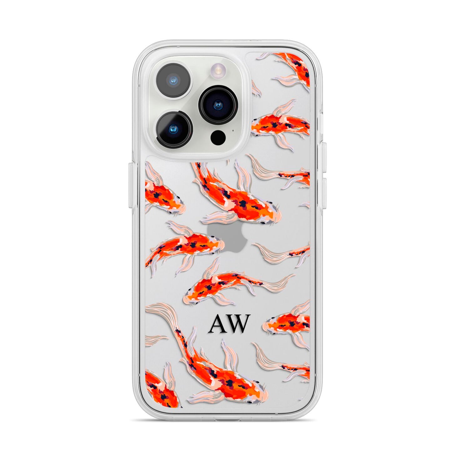 Custom Koi Fish iPhone 14 Pro Clear Tough Case Silver