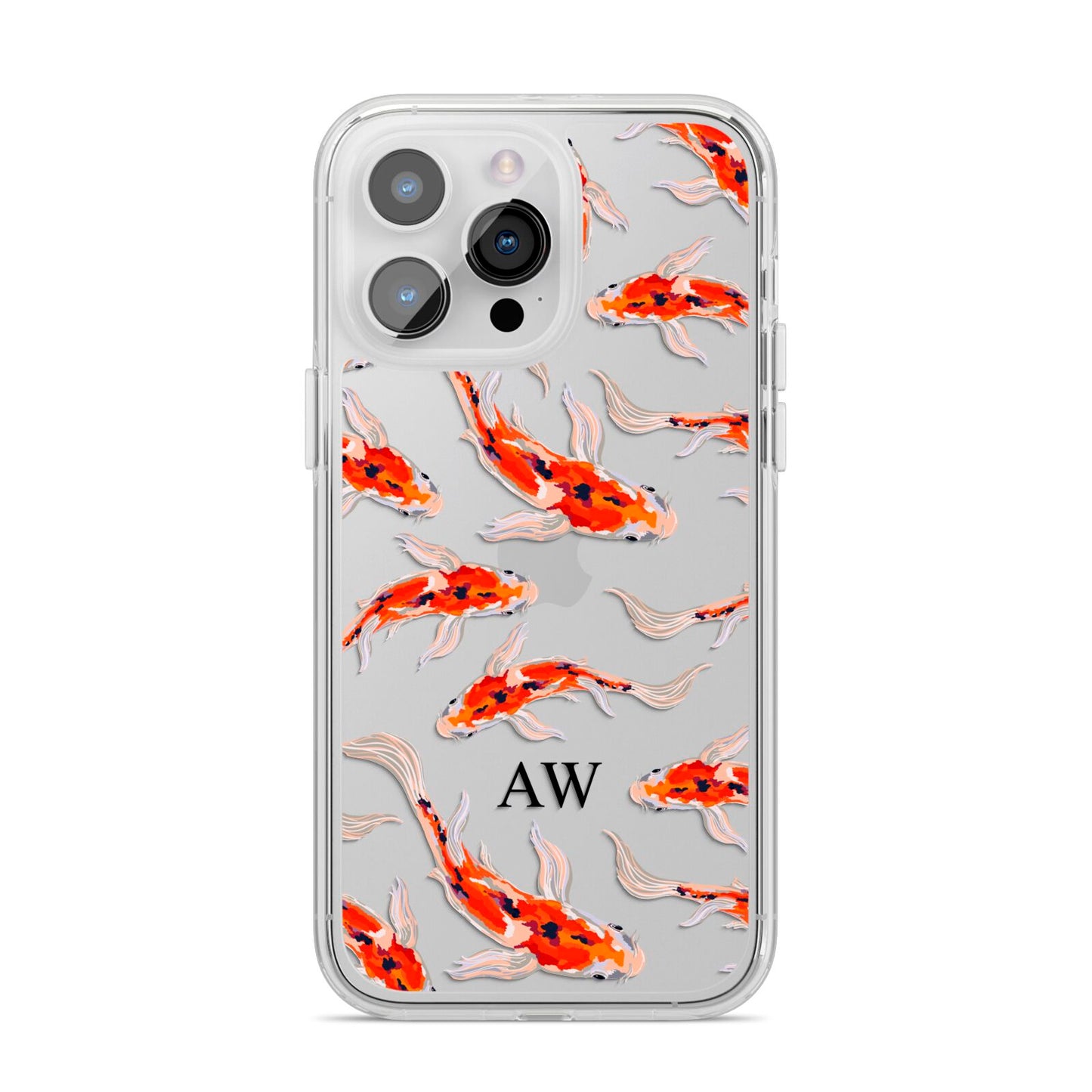 Custom Koi Fish iPhone 14 Pro Max Clear Tough Case Silver