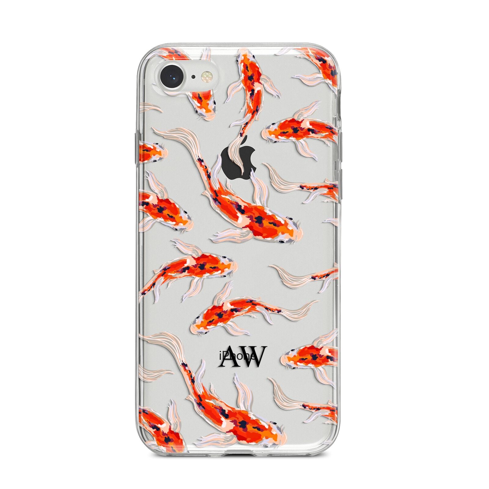 Custom Koi Fish iPhone 8 Bumper Case on Silver iPhone