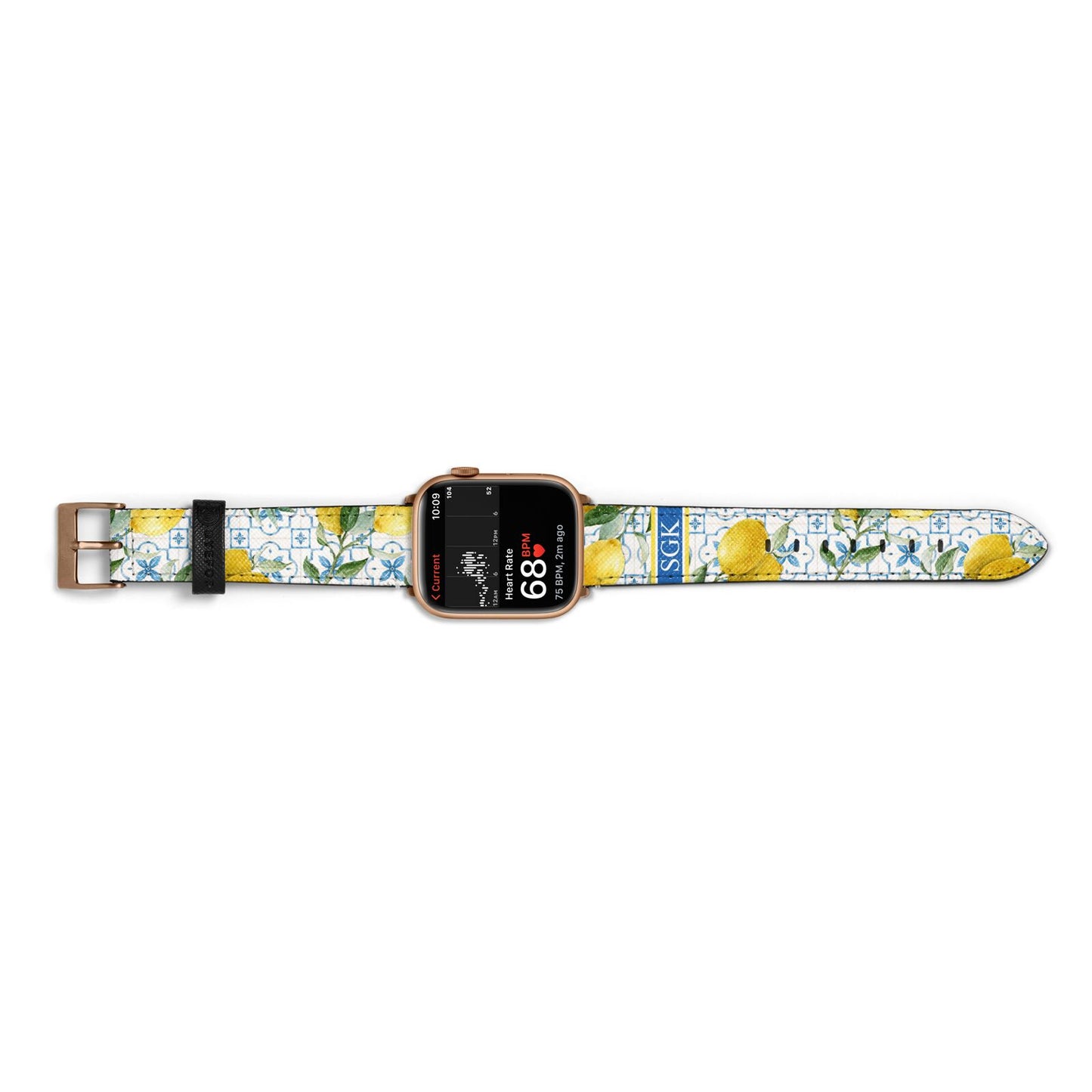 Custom Lemon Apple Watch Strap Size 38mm Landscape Image Gold Hardware