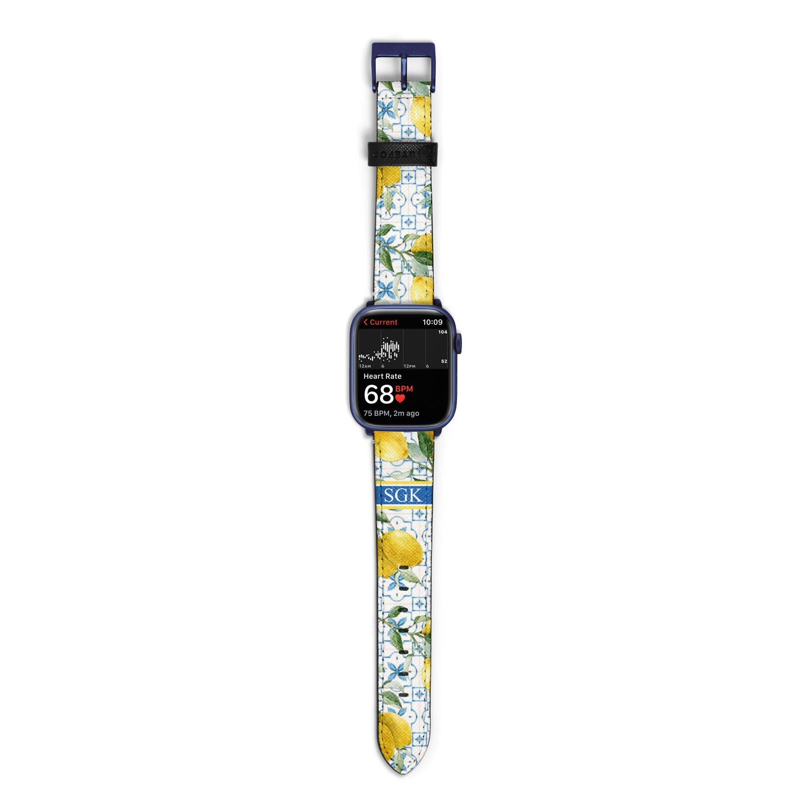 Custom Lemon Apple Watch Strap Size 38mm with Blue Hardware