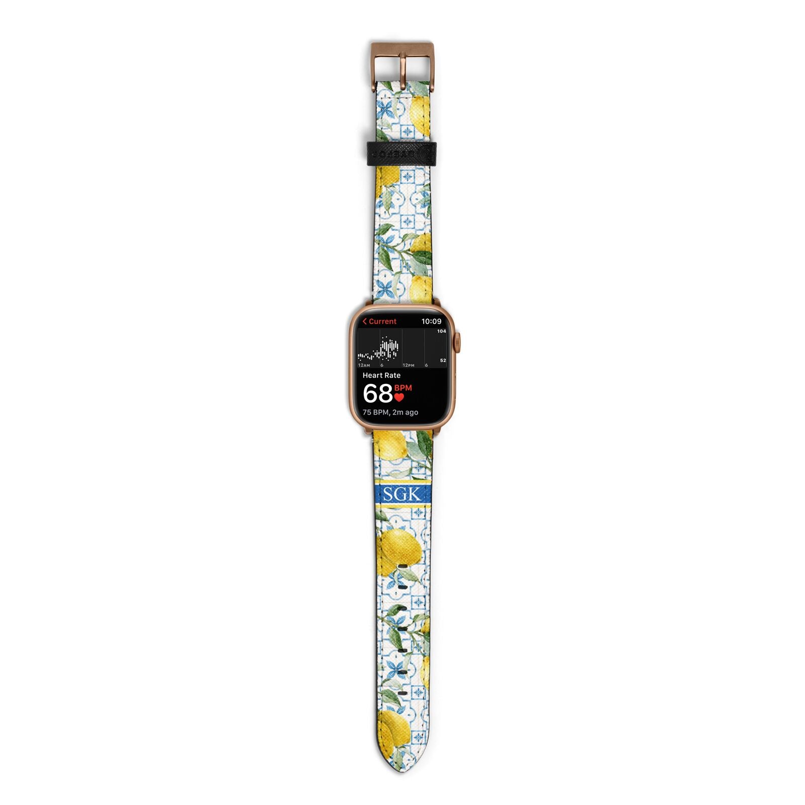 Custom Lemon Apple Watch Strap Size 38mm with Gold Hardware