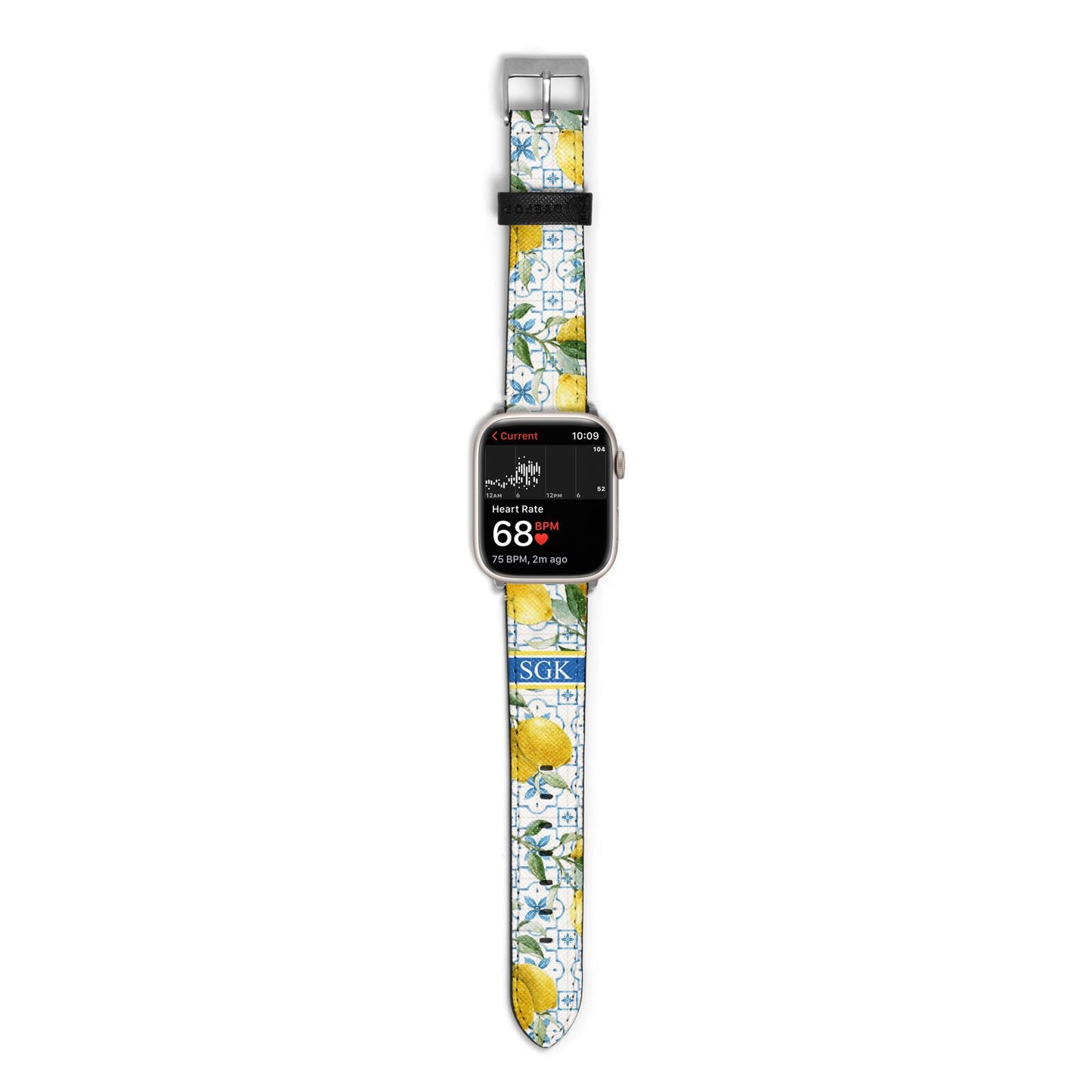Custom Lemon Apple Watch Strap Size 38mm with Silver Hardware