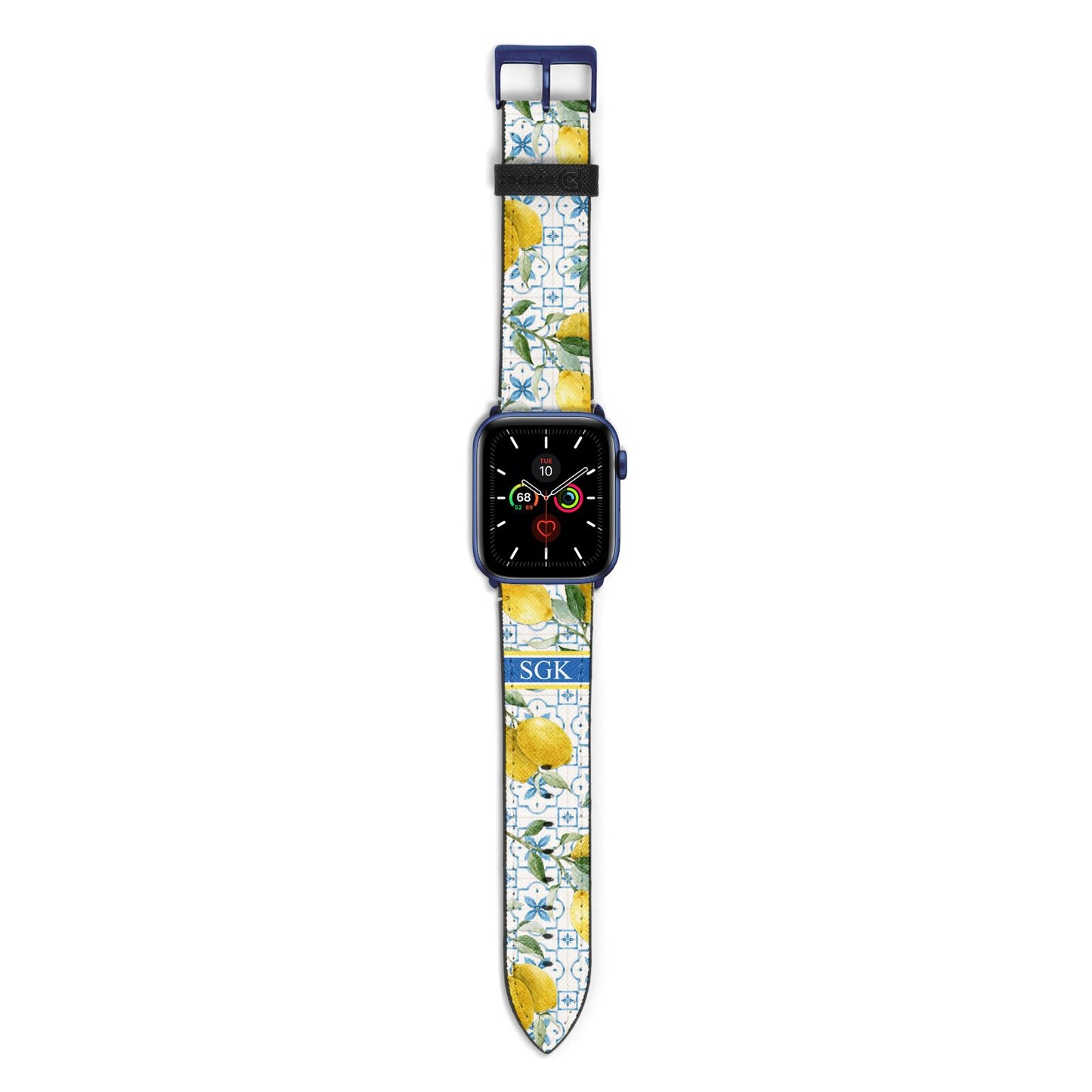 Custom Lemon Apple Watch Strap with Blue Hardware