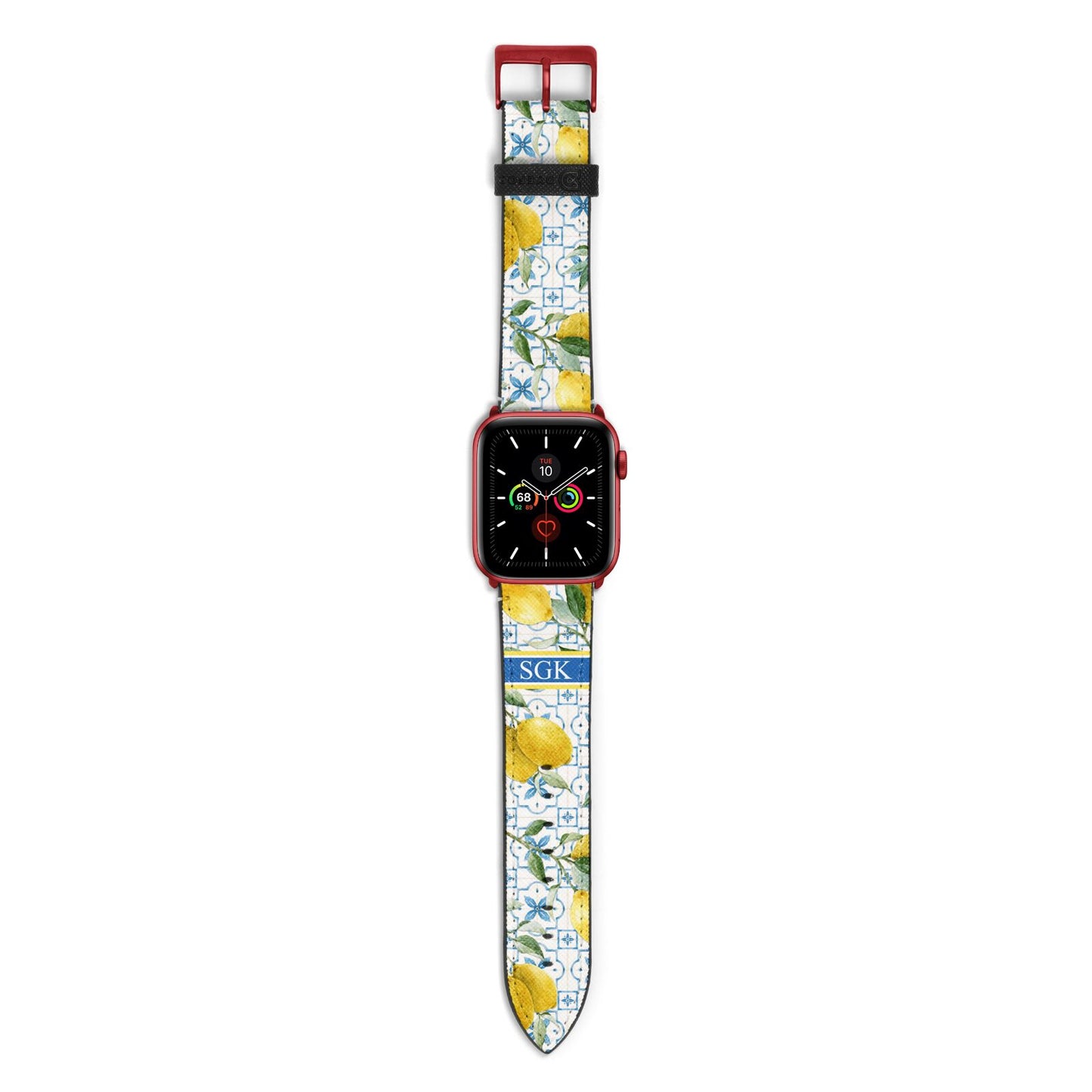 Custom Lemon Apple Watch Strap with Red Hardware
