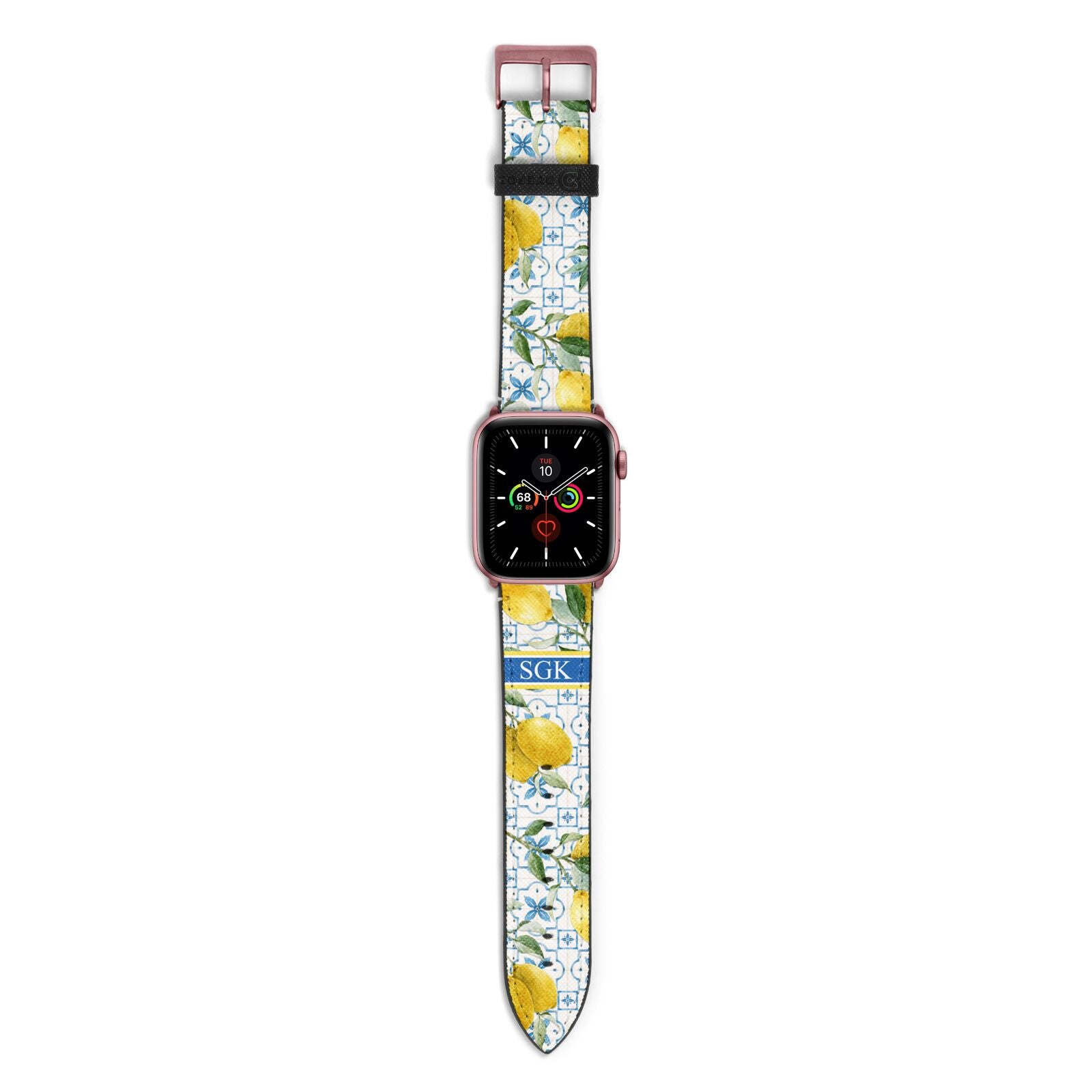 Custom Lemon Apple Watch Strap with Rose Gold Hardware