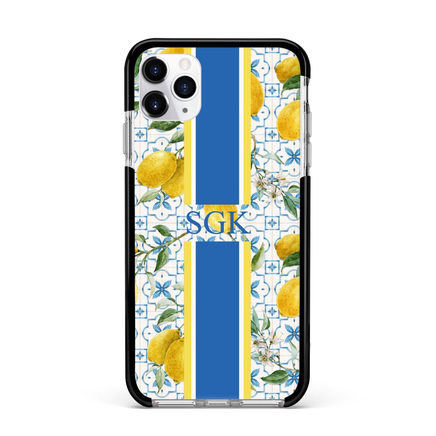 Custom Lemon Apple iPhone 11 Pro Max in Silver with Black Impact Case