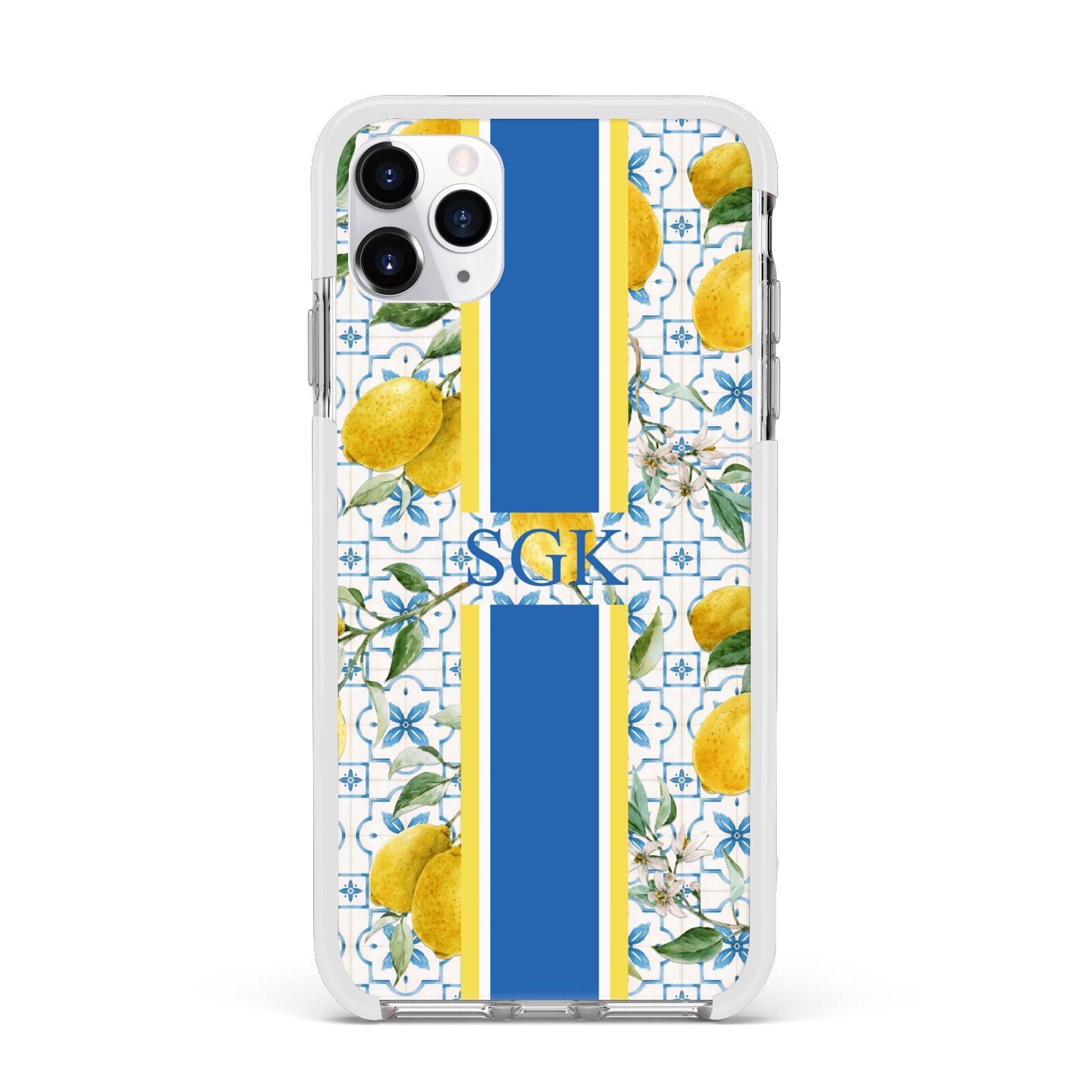 Custom Lemon Apple iPhone 11 Pro Max in Silver with White Impact Case