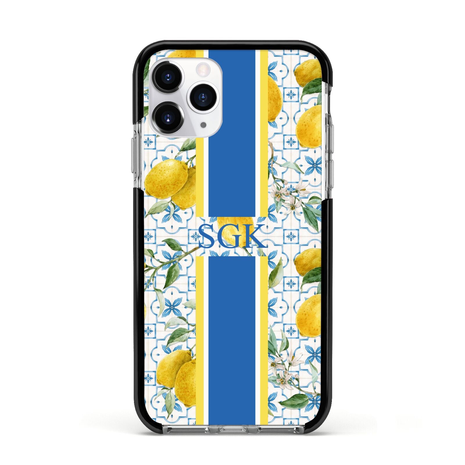 Custom Lemon Apple iPhone 11 Pro in Silver with Black Impact Case