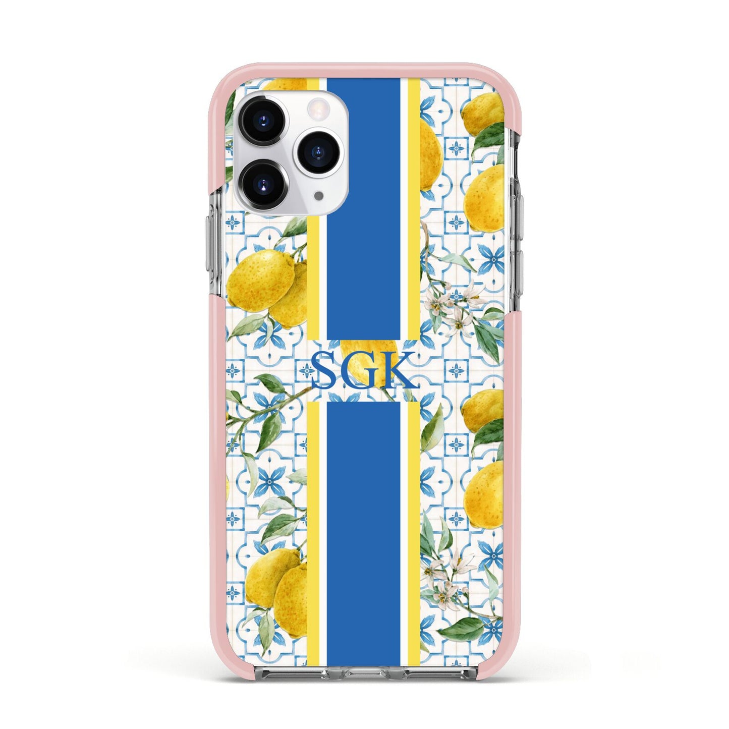 Custom Lemon Apple iPhone 11 Pro in Silver with Pink Impact Case