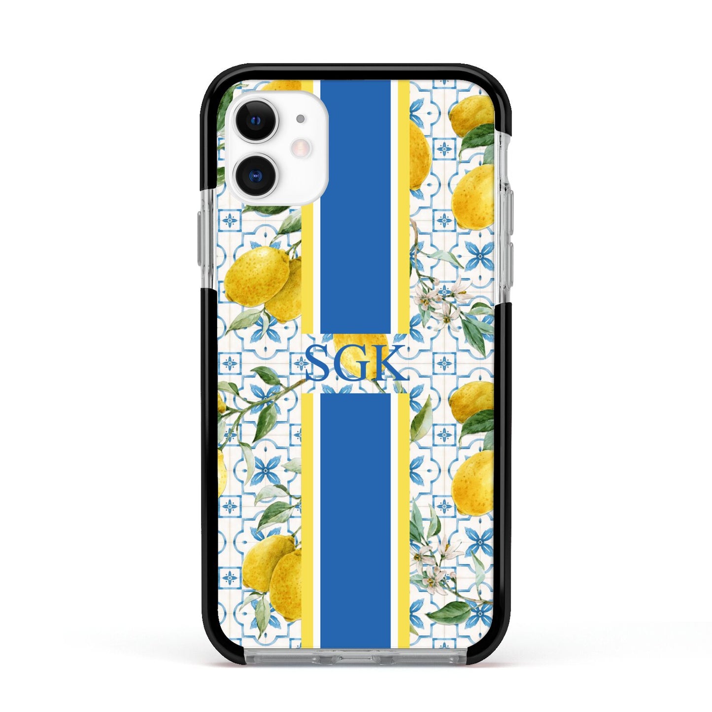 Custom Lemon Apple iPhone 11 in White with Black Impact Case