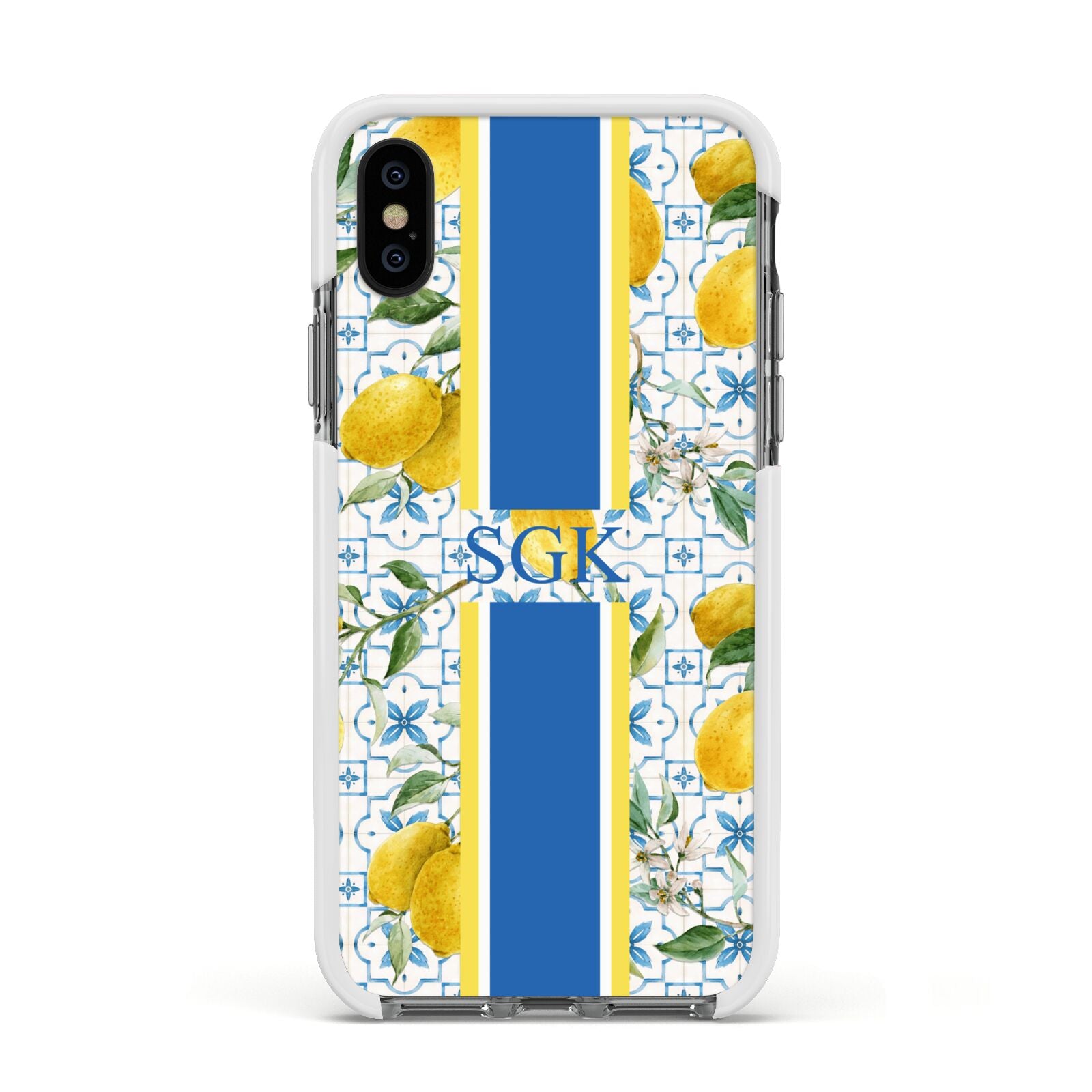 Custom Lemon Apple iPhone Xs Impact Case White Edge on Black Phone