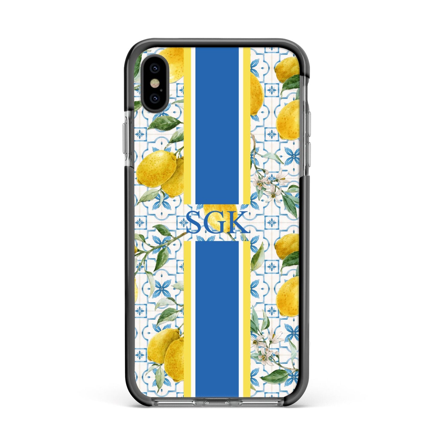 Custom Lemon Apple iPhone Xs Max Impact Case Black Edge on Black Phone