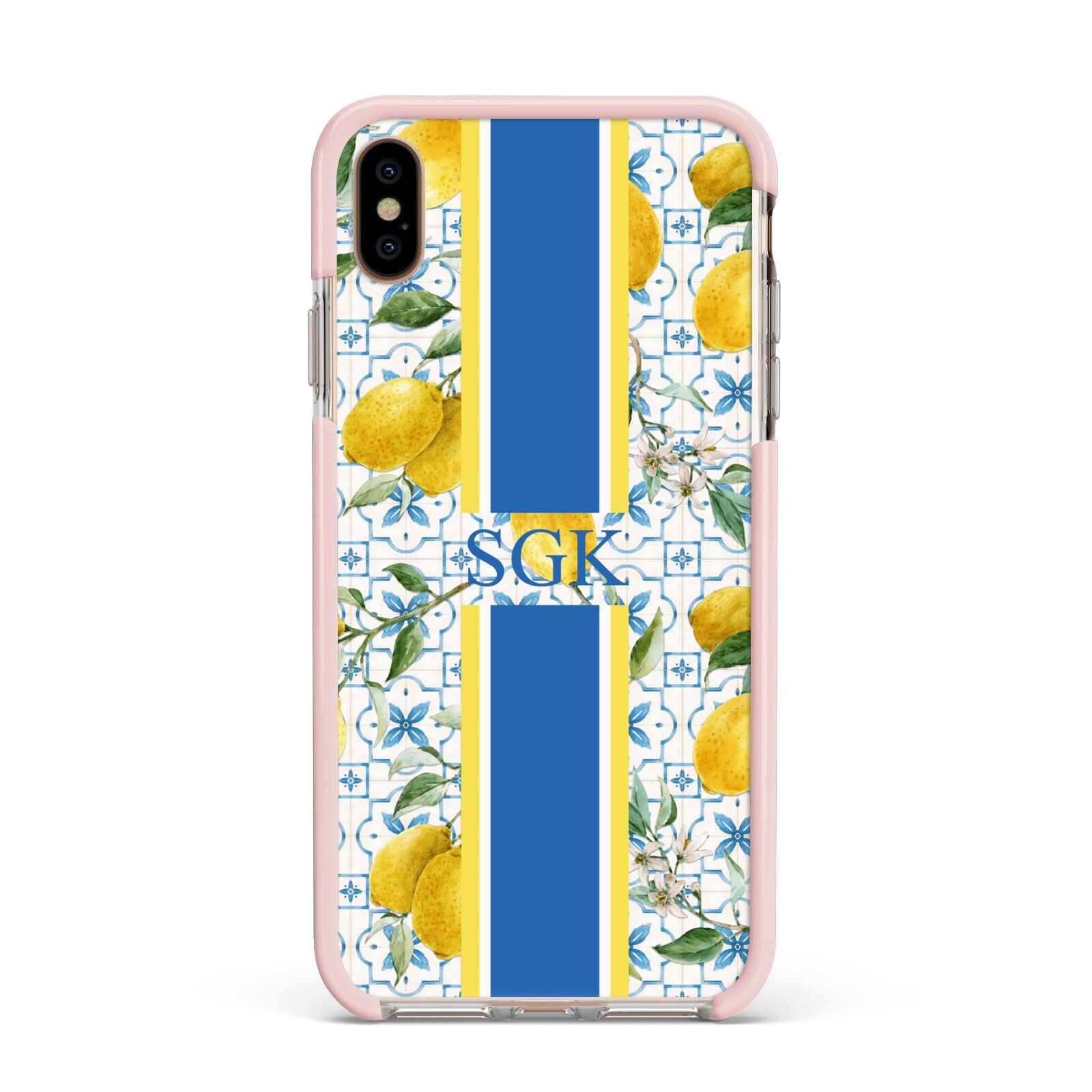 Custom Lemon Apple iPhone Xs Max Impact Case Pink Edge on Gold Phone