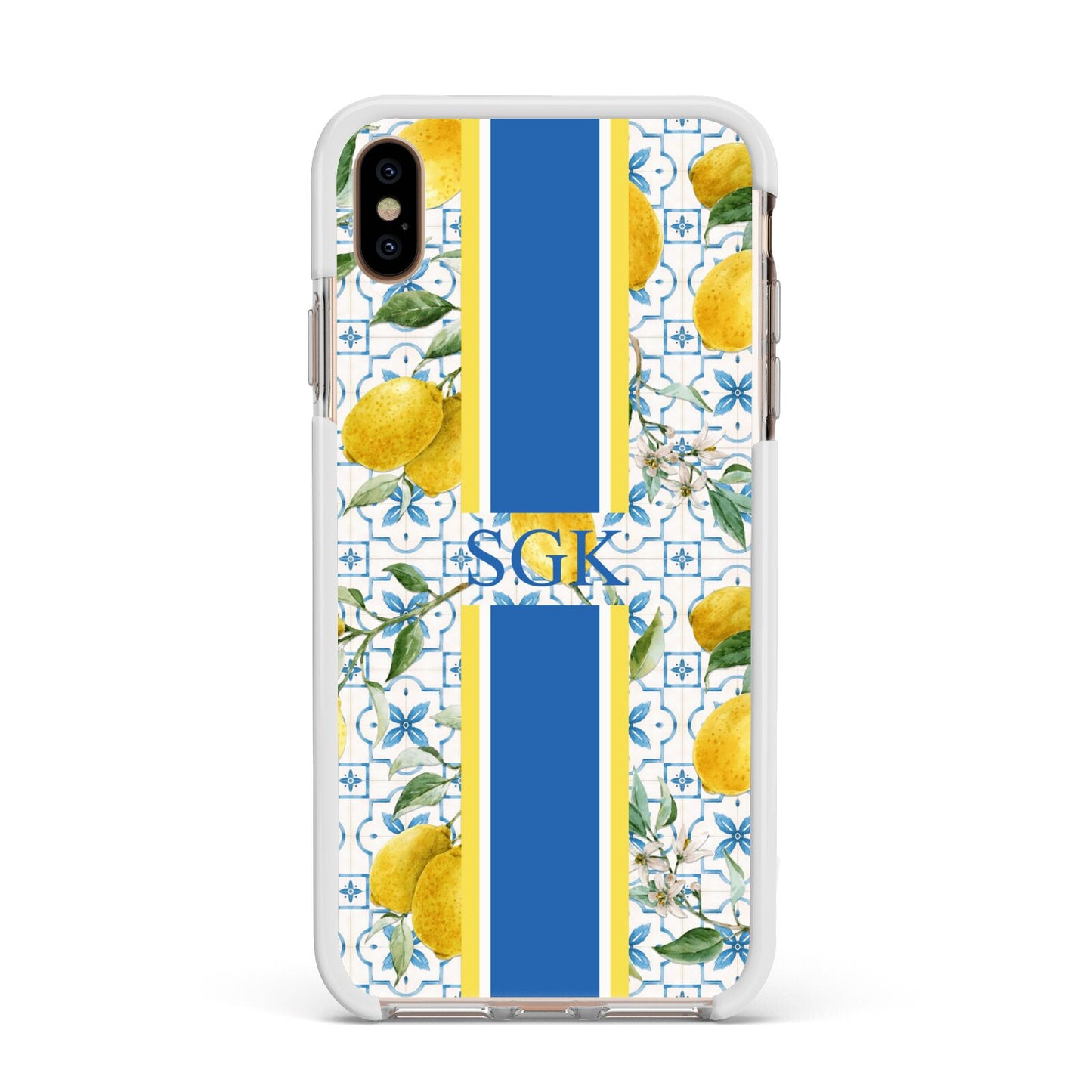 Custom Lemon Apple iPhone Xs Max Impact Case White Edge on Gold Phone