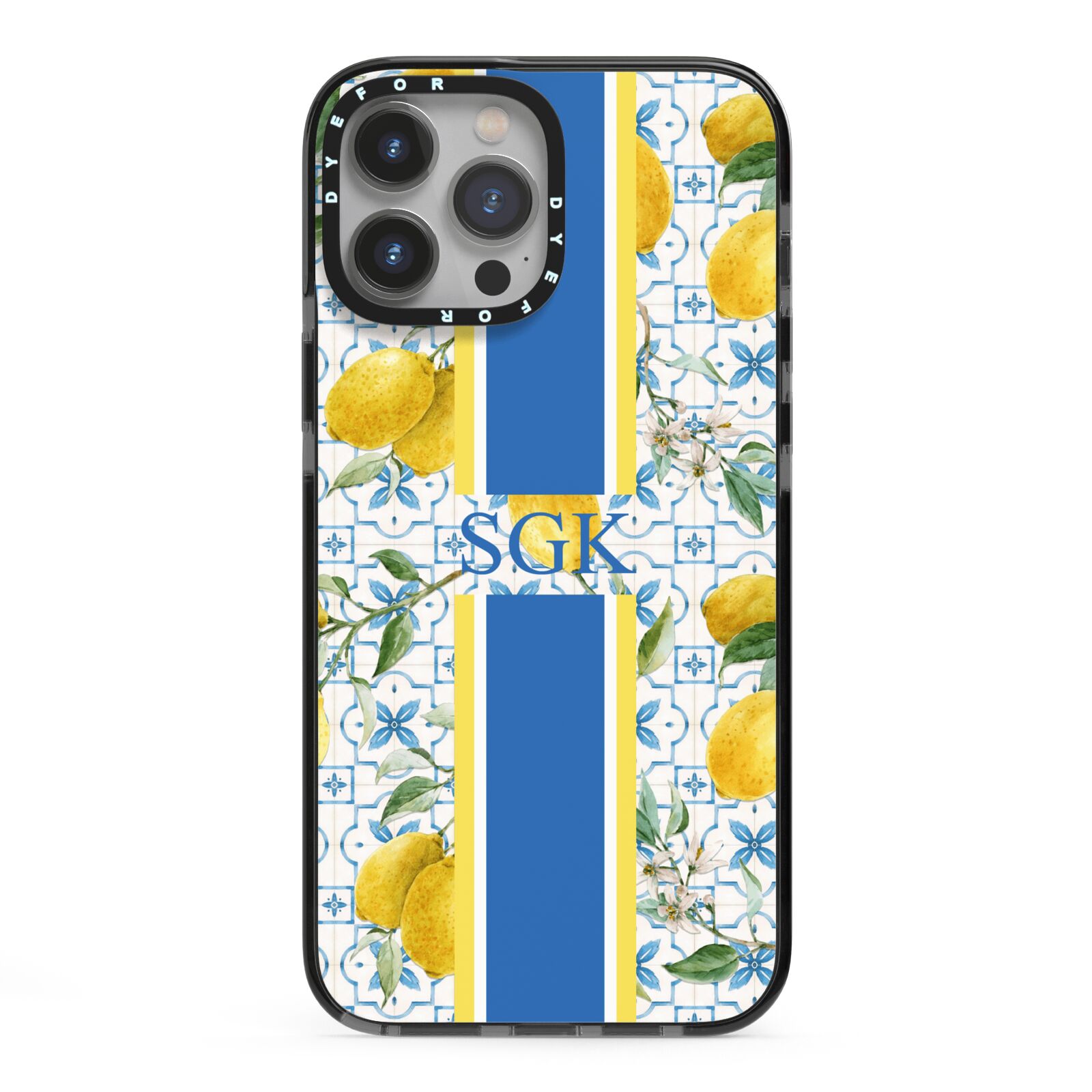 Custom Lemon iPhone 13 Pro Max Black Impact Case on Silver phone