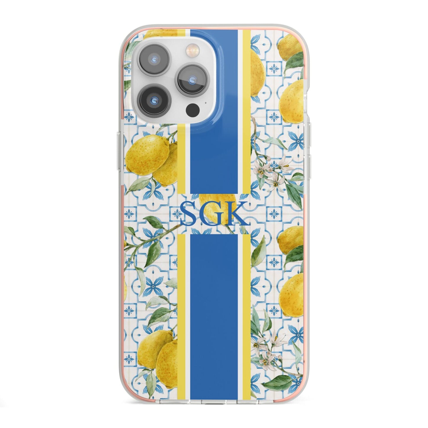 Custom Lemon iPhone 13 Pro Max TPU Impact Case with Pink Edges