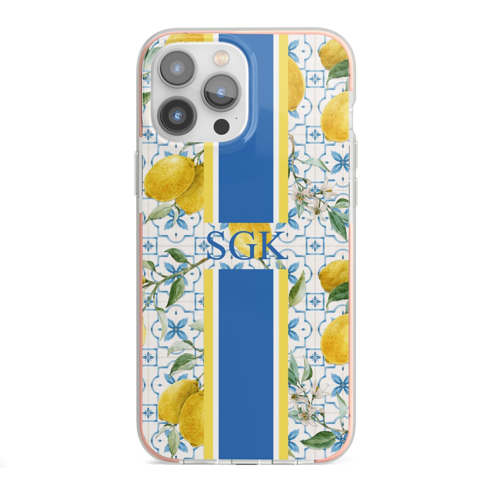 Custom Lemon iPhone 13 Pro Max TPU Impact Case with Pink Edges