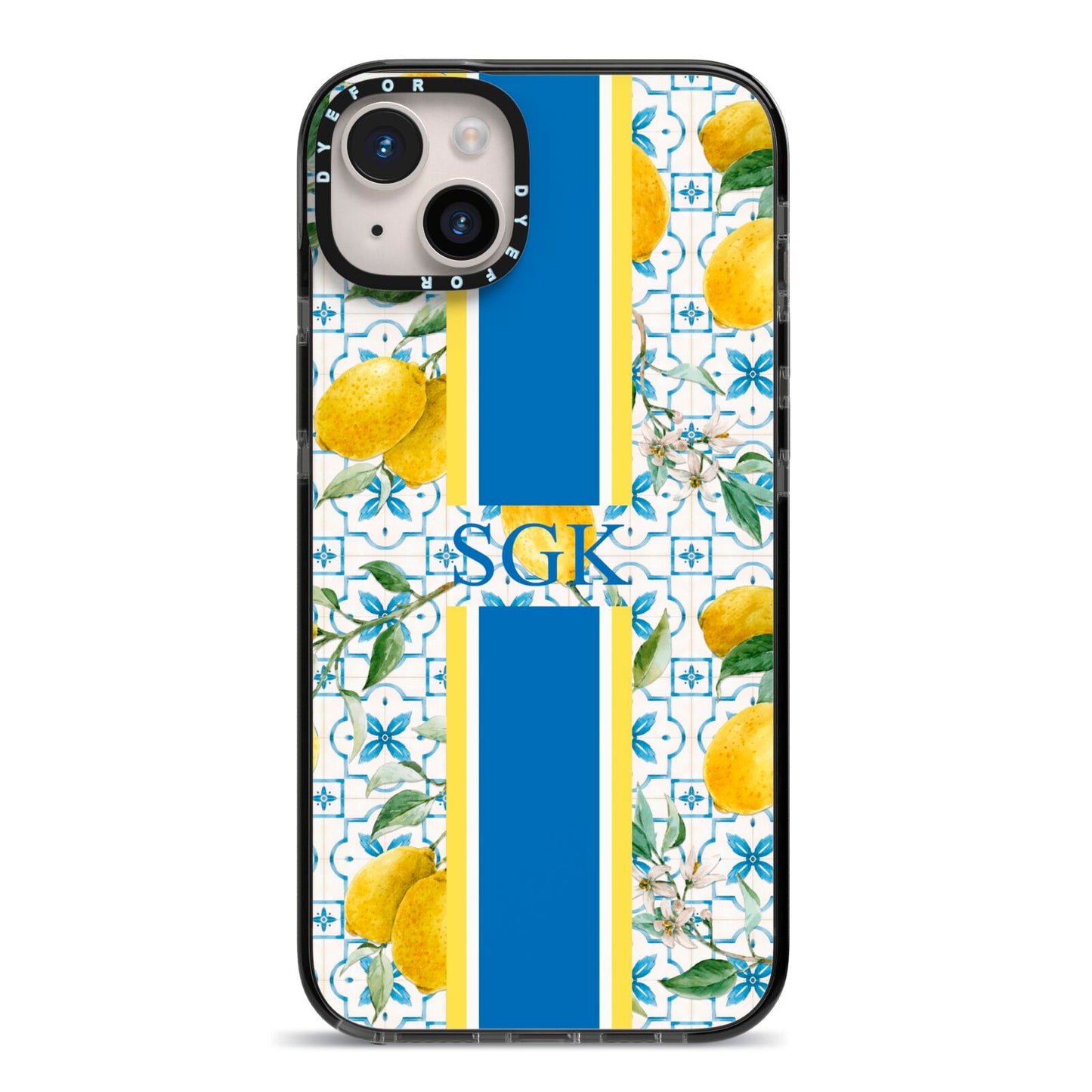 Custom Lemon iPhone 14 Plus Black Impact Case on Silver phone