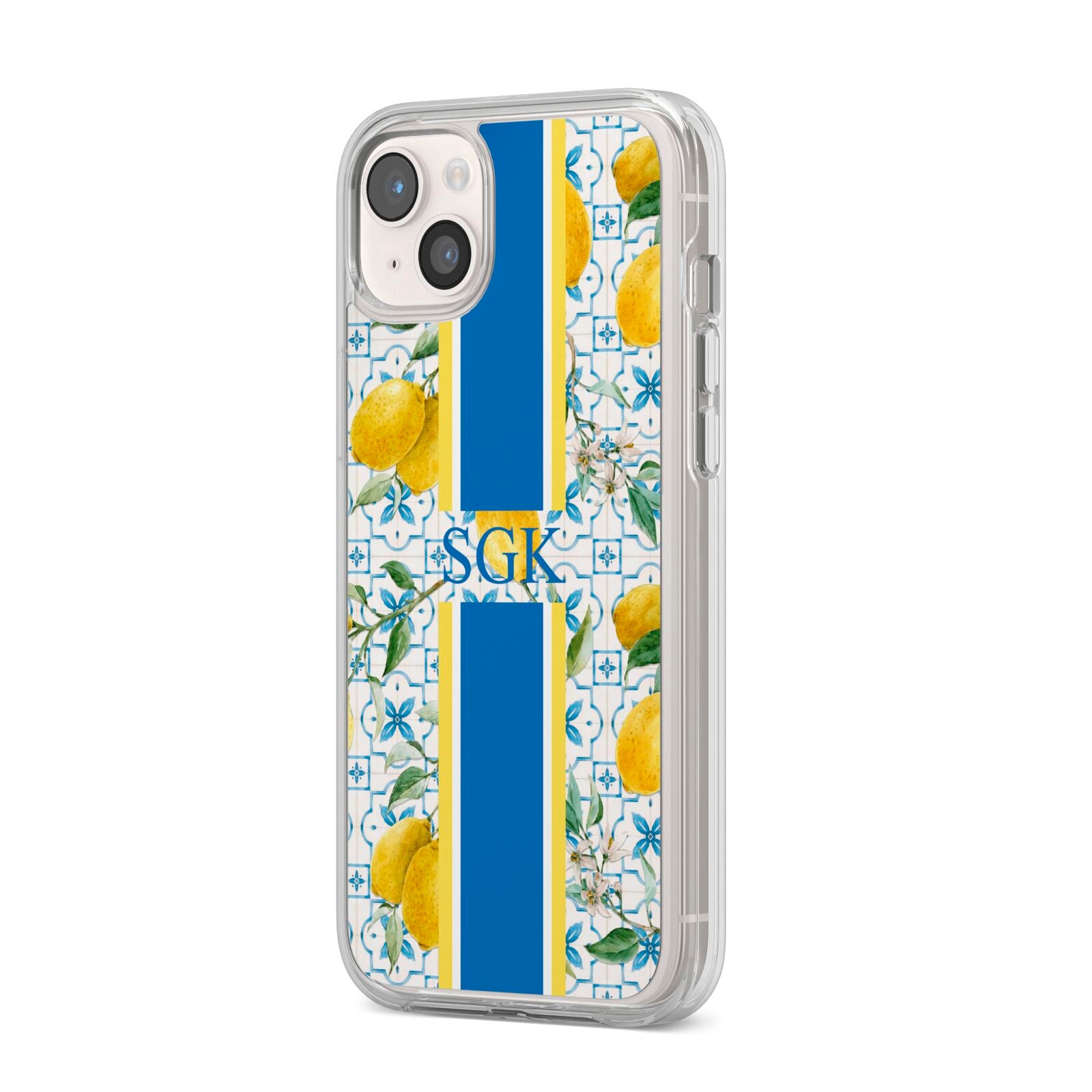 Custom Lemon iPhone 14 Plus Clear Tough Case Starlight Angled Image