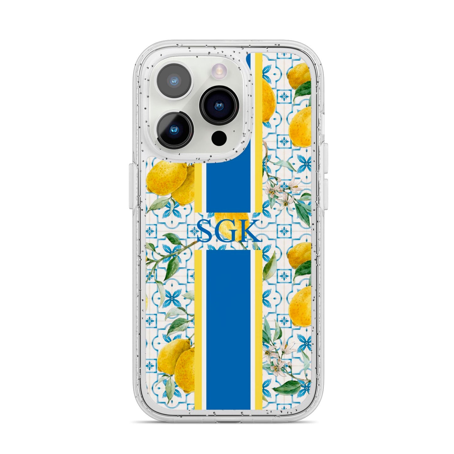 Custom Lemon iPhone 14 Pro Glitter Tough Case Silver