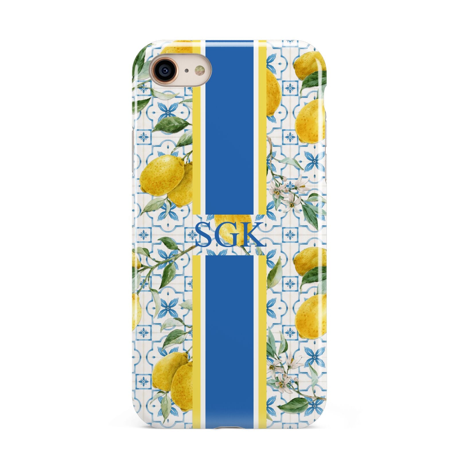 Custom Lemon iPhone 8 3D Tough Case on Gold Phone