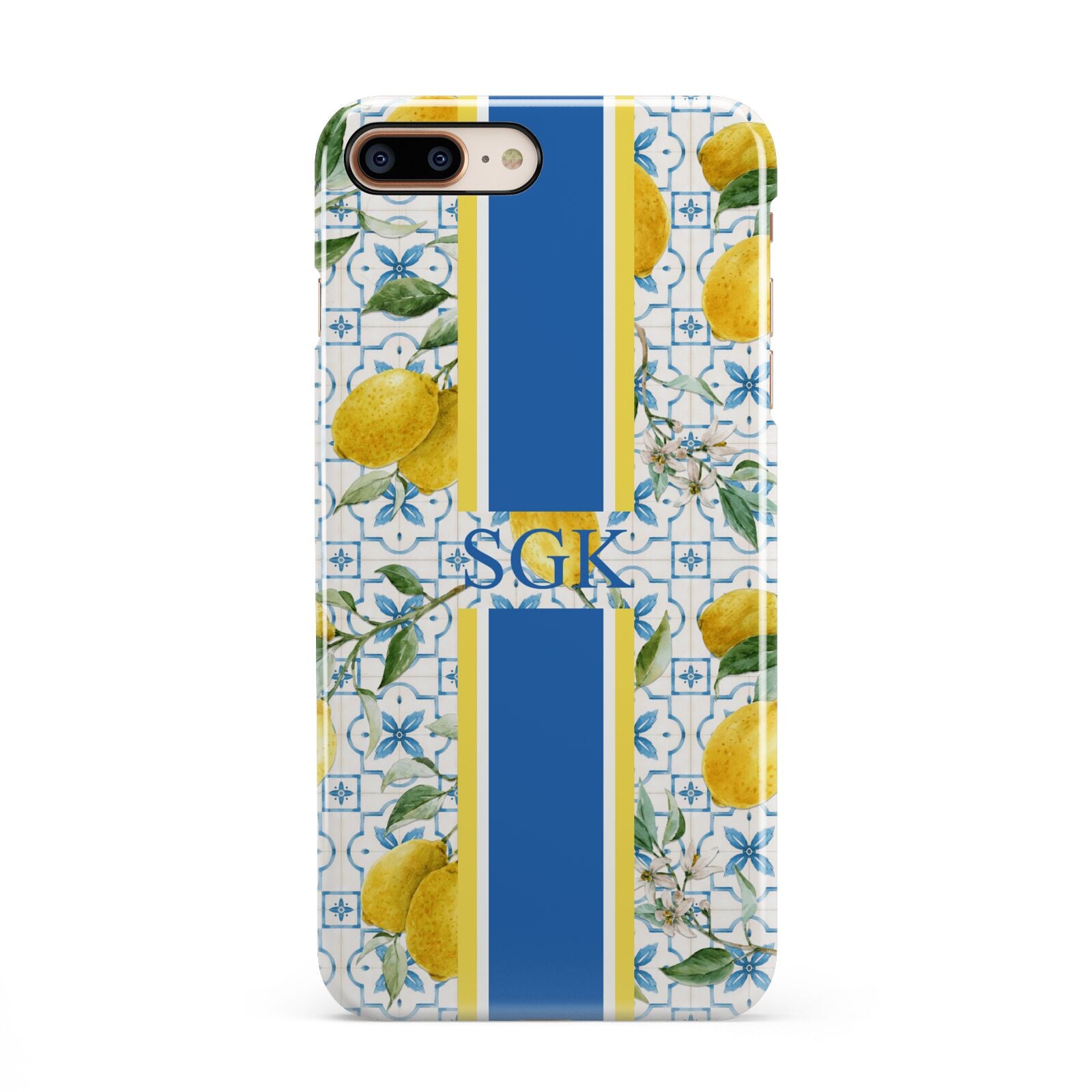 Custom Lemon iPhone 8 Plus 3D Snap Case on Gold Phone