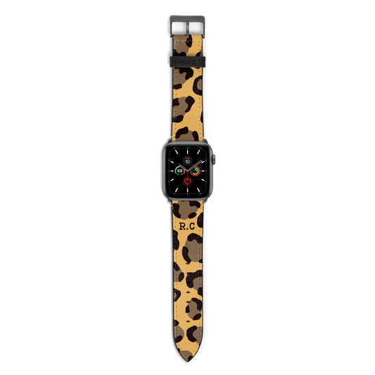 Custom Leopard Apple Watch Strap with Space Grey Hardware