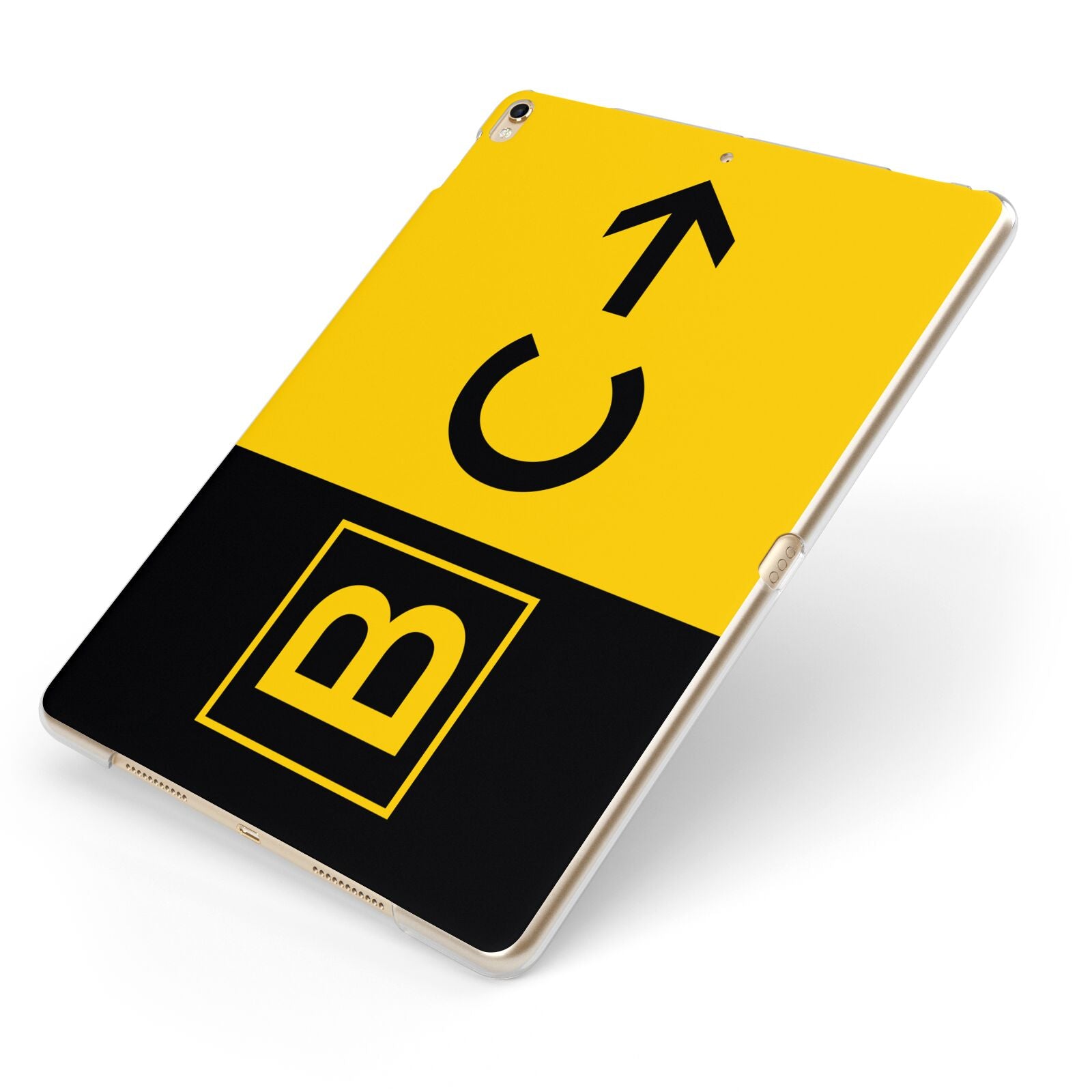 Custom Location Direction Airport Sign Apple iPad Case on Gold iPad Side View