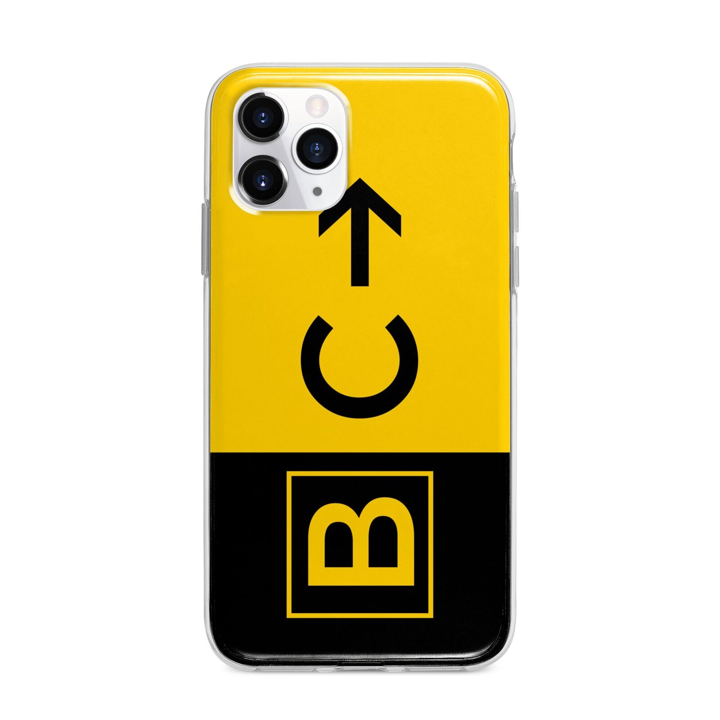 Custom Location Direction Airport Sign Apple iPhone 11 Pro Max in Silver with Bumper Case