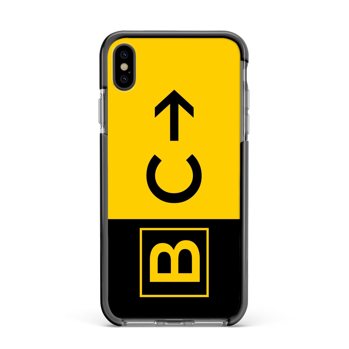 Custom Location Direction Airport Sign Apple iPhone Xs Max Impact Case Black Edge on Black Phone