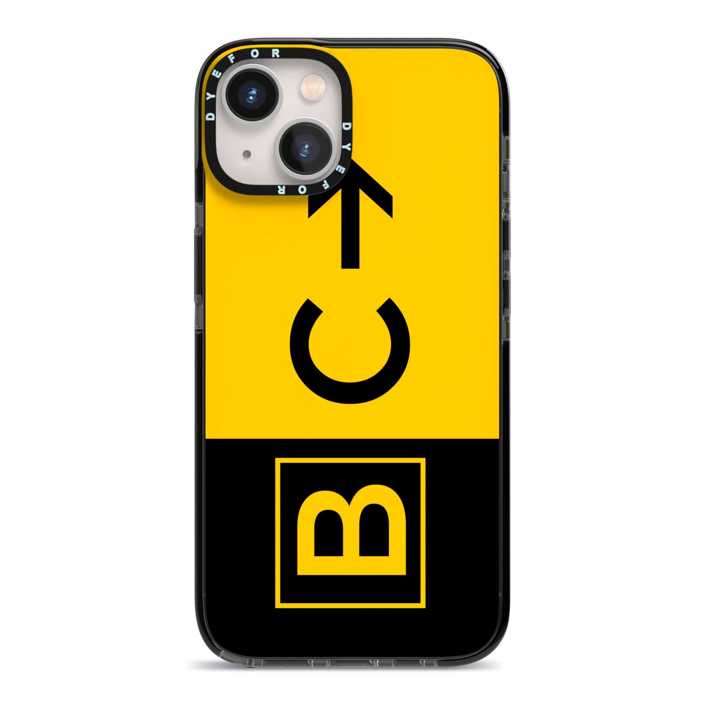 Custom Location Direction Airport Sign iPhone 13 Black Impact Case on Silver phone