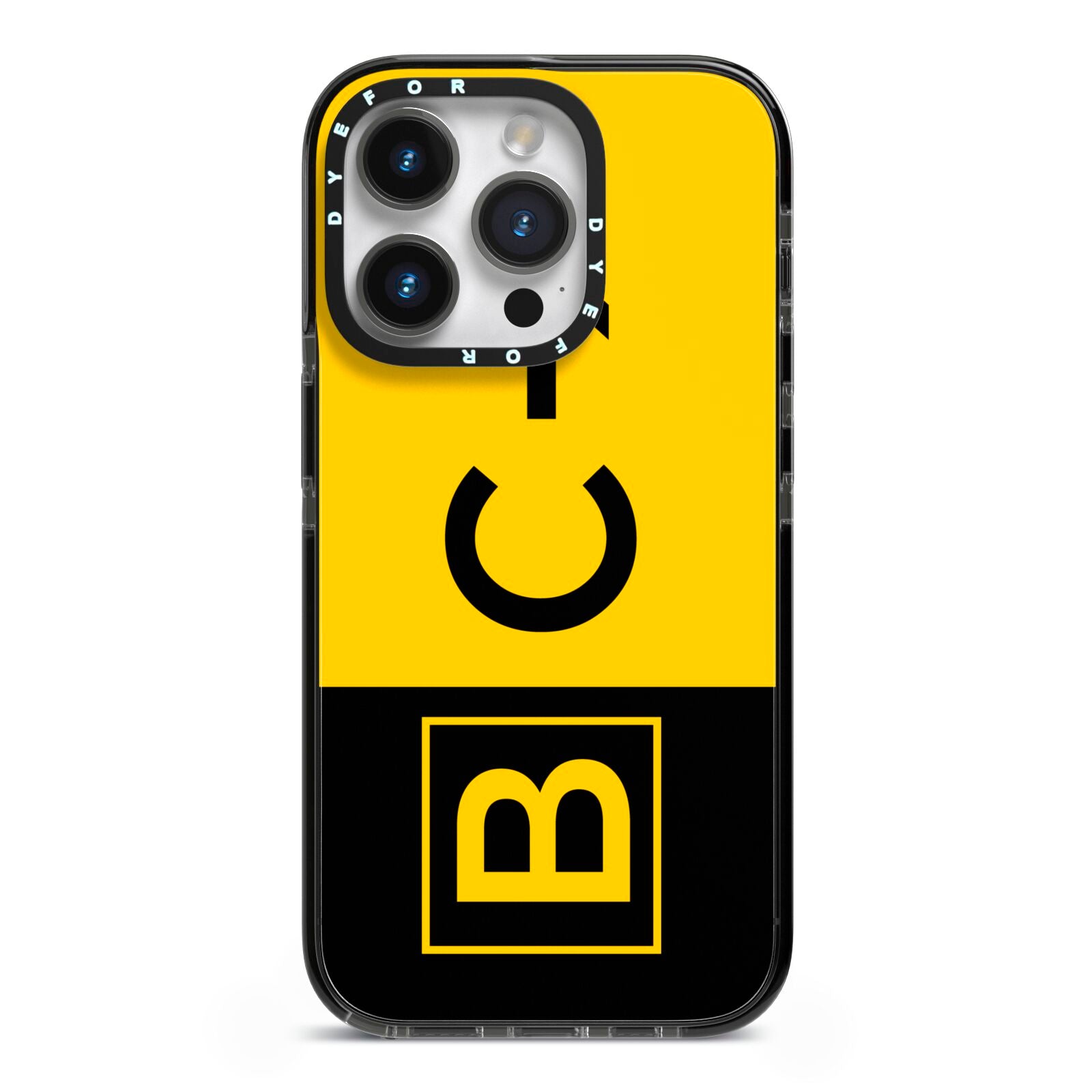 Custom Location Direction Airport Sign iPhone 14 Pro Black Impact Case on Silver phone