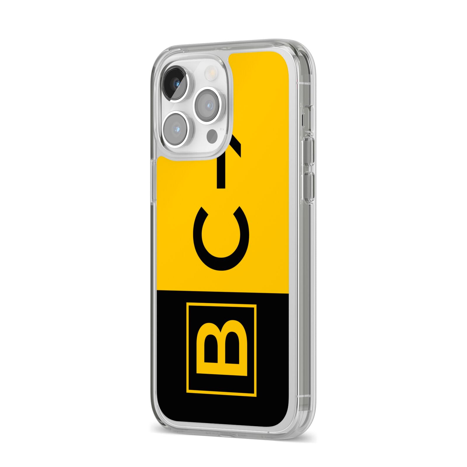 Custom Location Direction Airport Sign iPhone 14 Pro Max Clear Tough Case Silver Angled Image