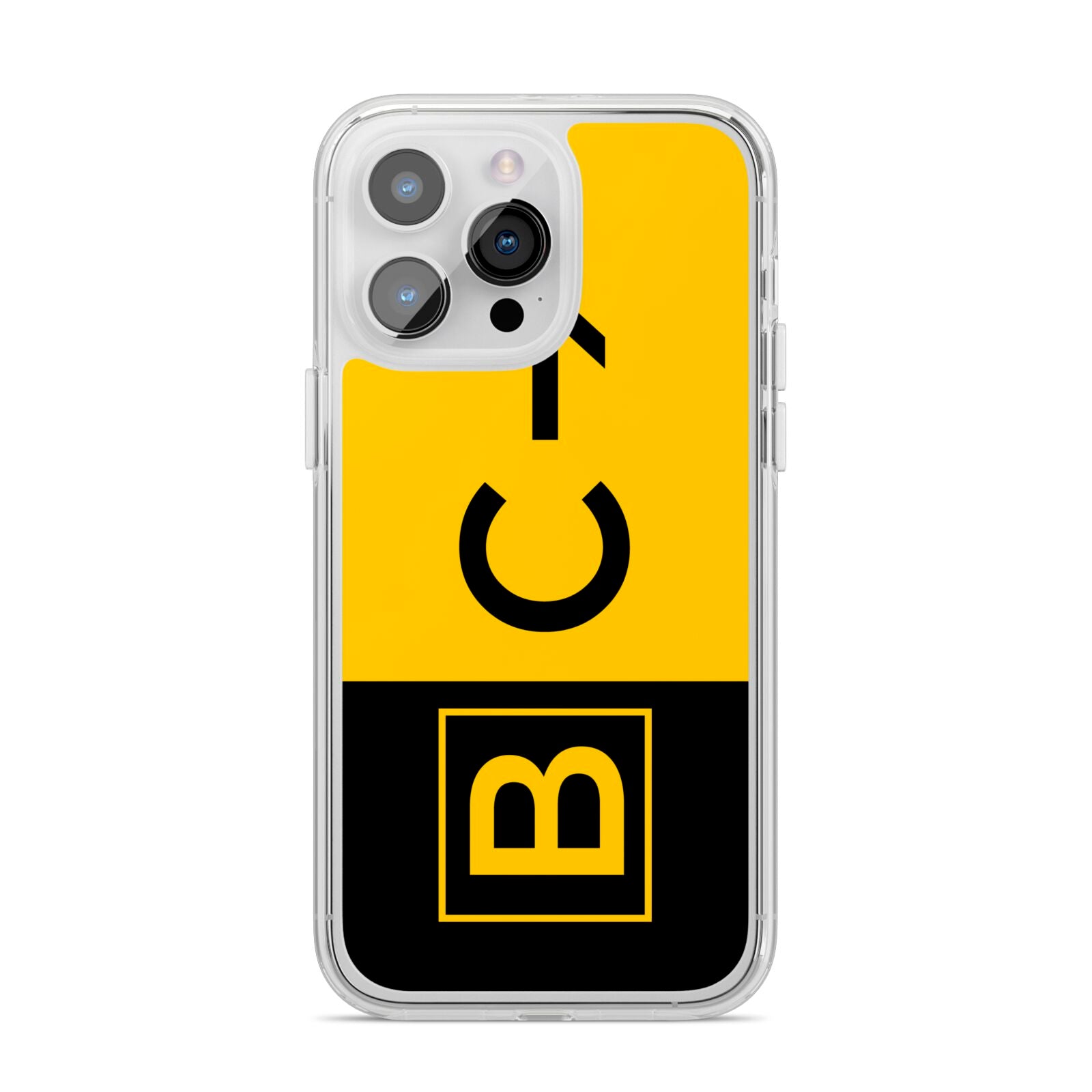 Custom Location Direction Airport Sign iPhone 14 Pro Max Clear Tough Case Silver