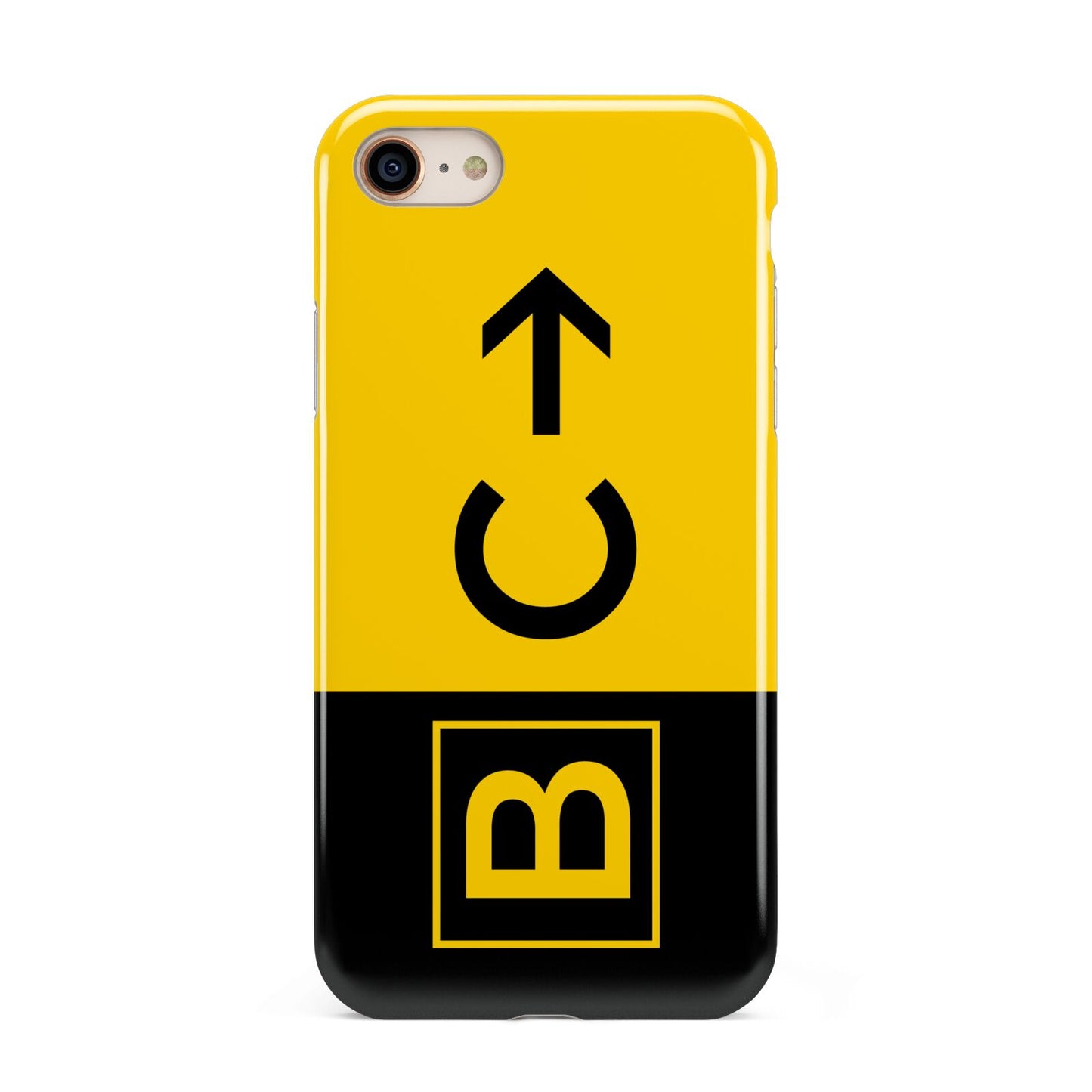 Custom Location Direction Airport Sign iPhone 8 3D Tough Case on Gold Phone